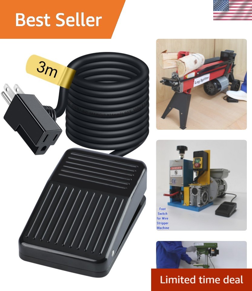 10ft Momentary Foot Switch Pedal -  Listed & Hands-Free Control Solution