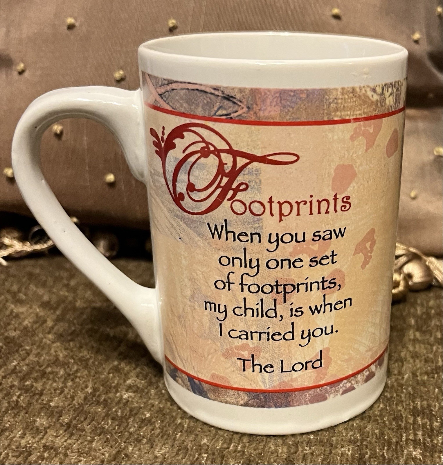 FOOTPRINTS IN THE SAND MUG