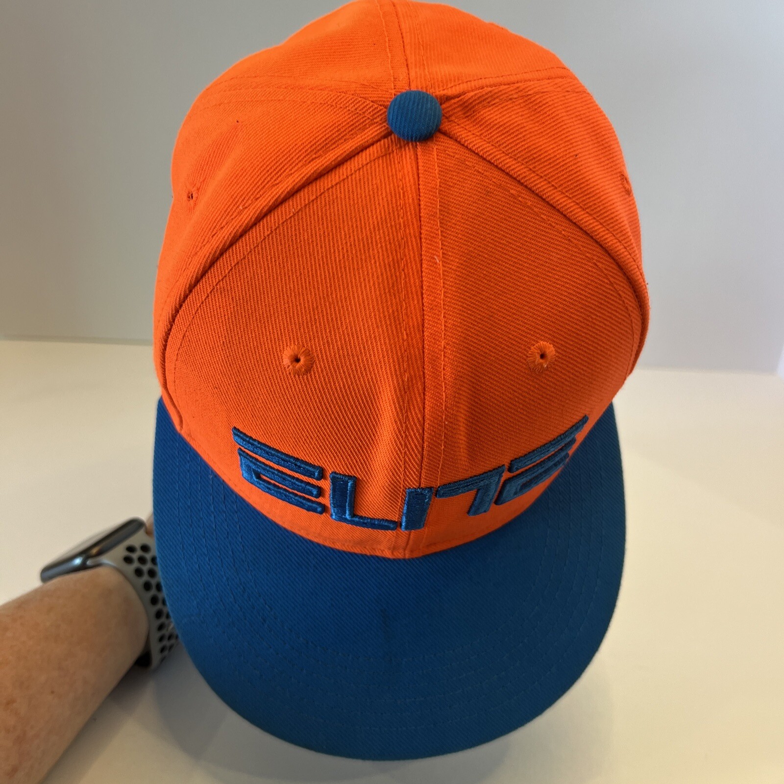 ELITE Orange w Bright Aqua Nike True Hat Cap Snapback Polyester EUC