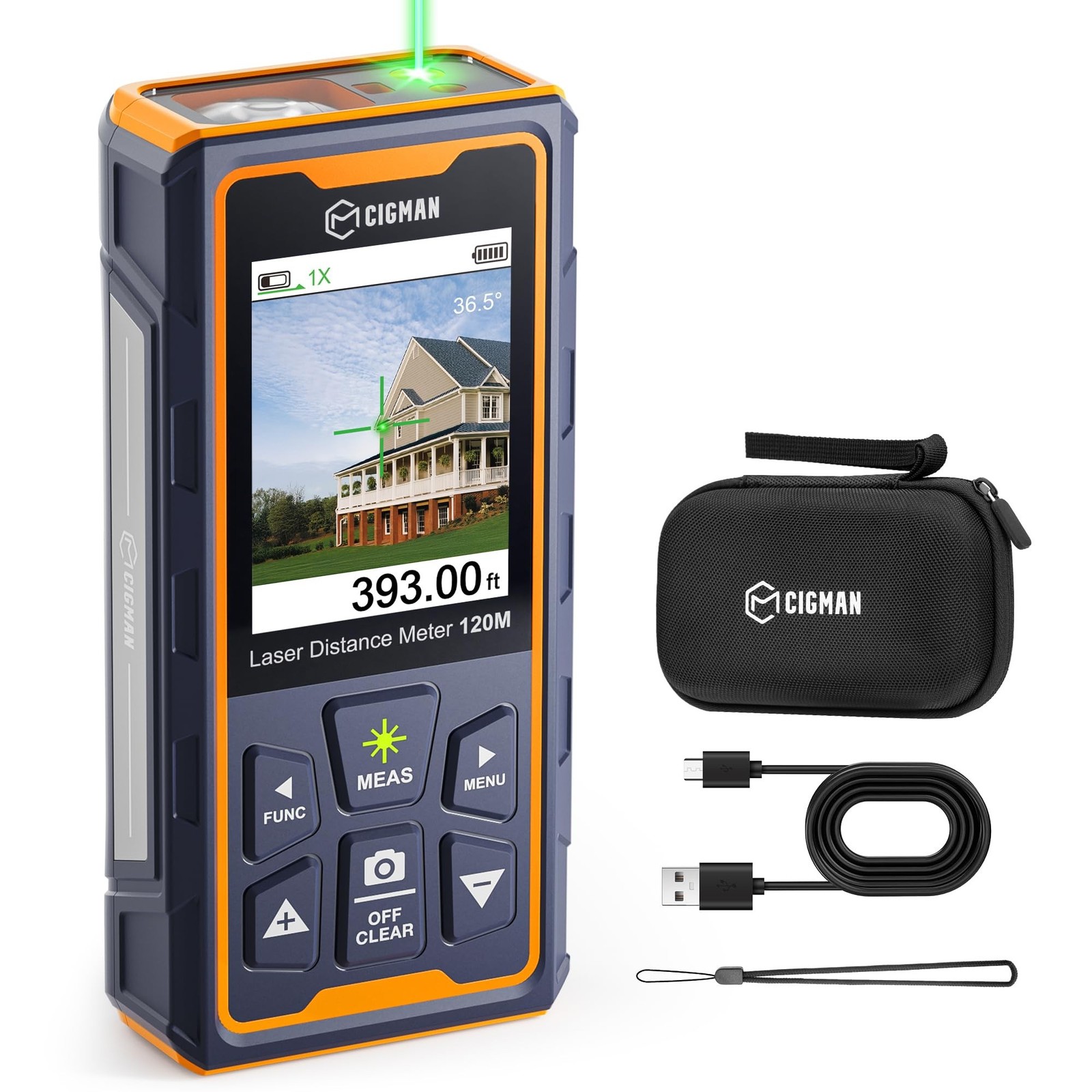 Laser Measuring Tool, CIGMAN 393ft Green-Beam Laser Measure, Outdoor Laser Me...