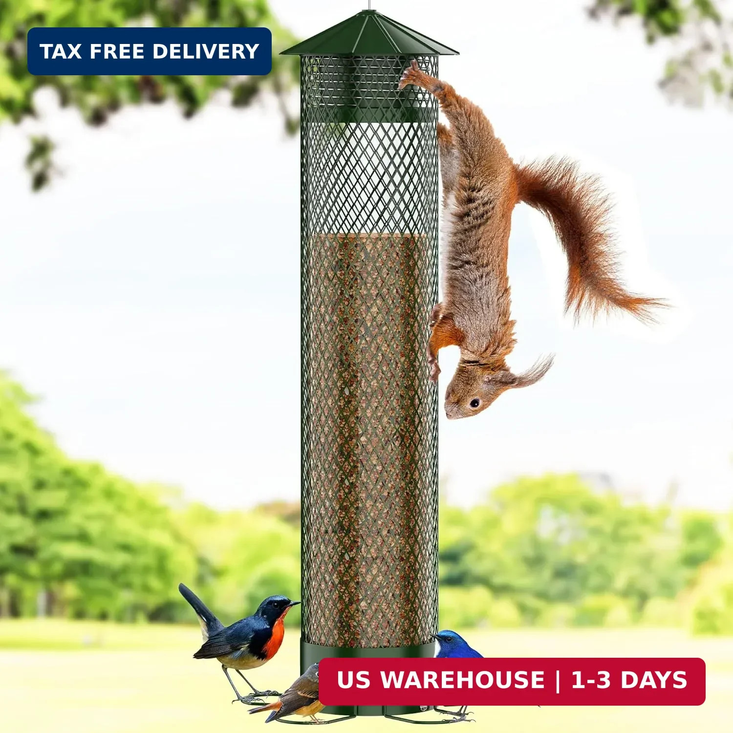 Metal Squirrel Proof Bird Feeders for Outdoors Hanging 5.5LB Lager Capacity