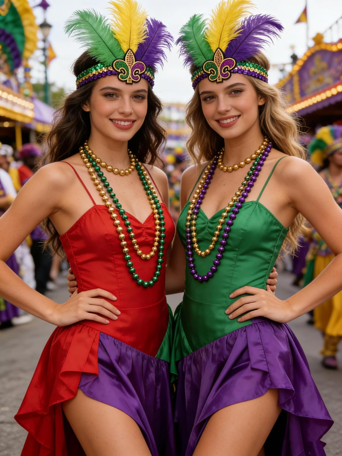2 Pack Mardi Gras Fluer Di Lis Headband Sequin Fascinators Purple Yellow Gree...
