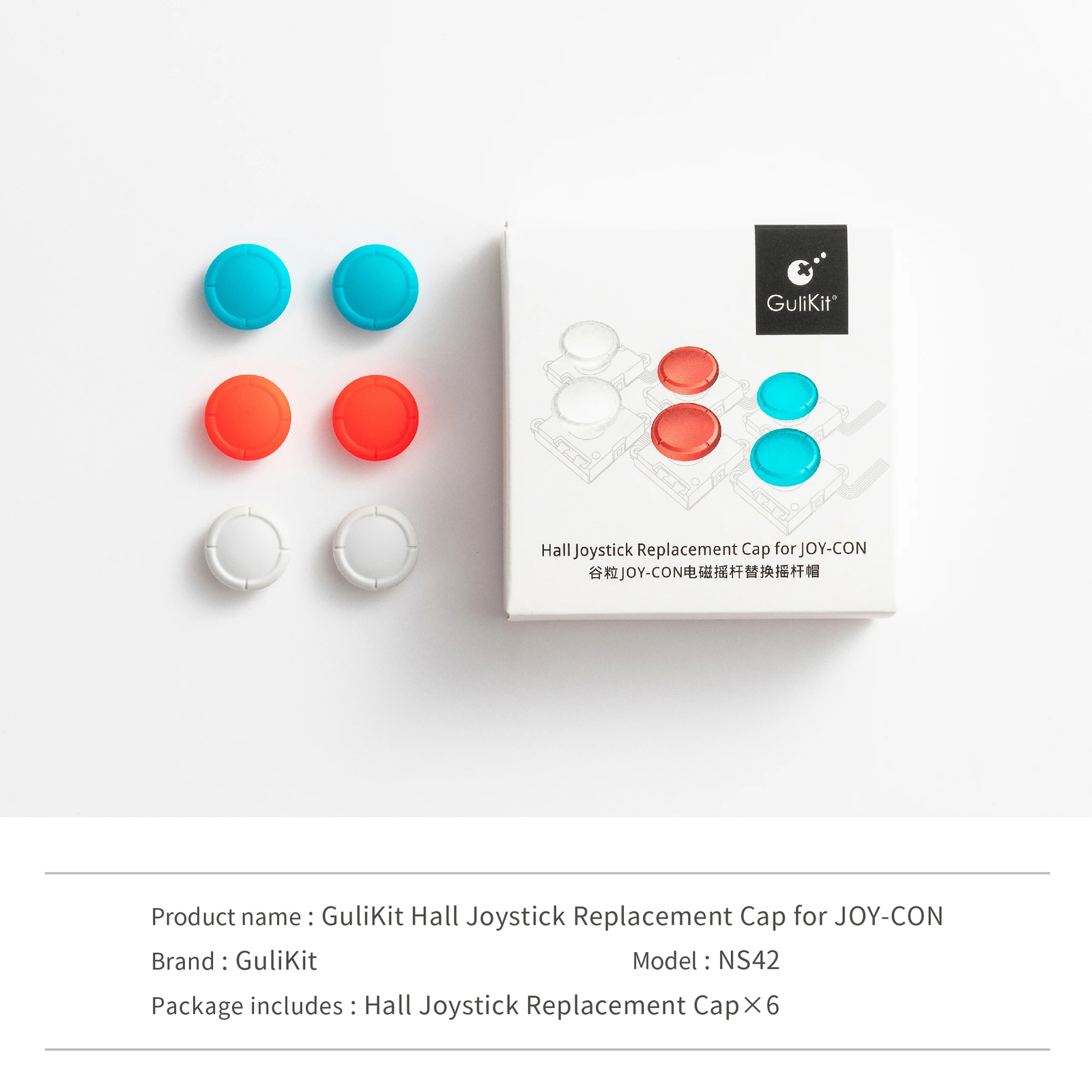 GuliKit NS42 Hall Joystick Replacement Cap for JOY-CON Replace Shell 6PCS
