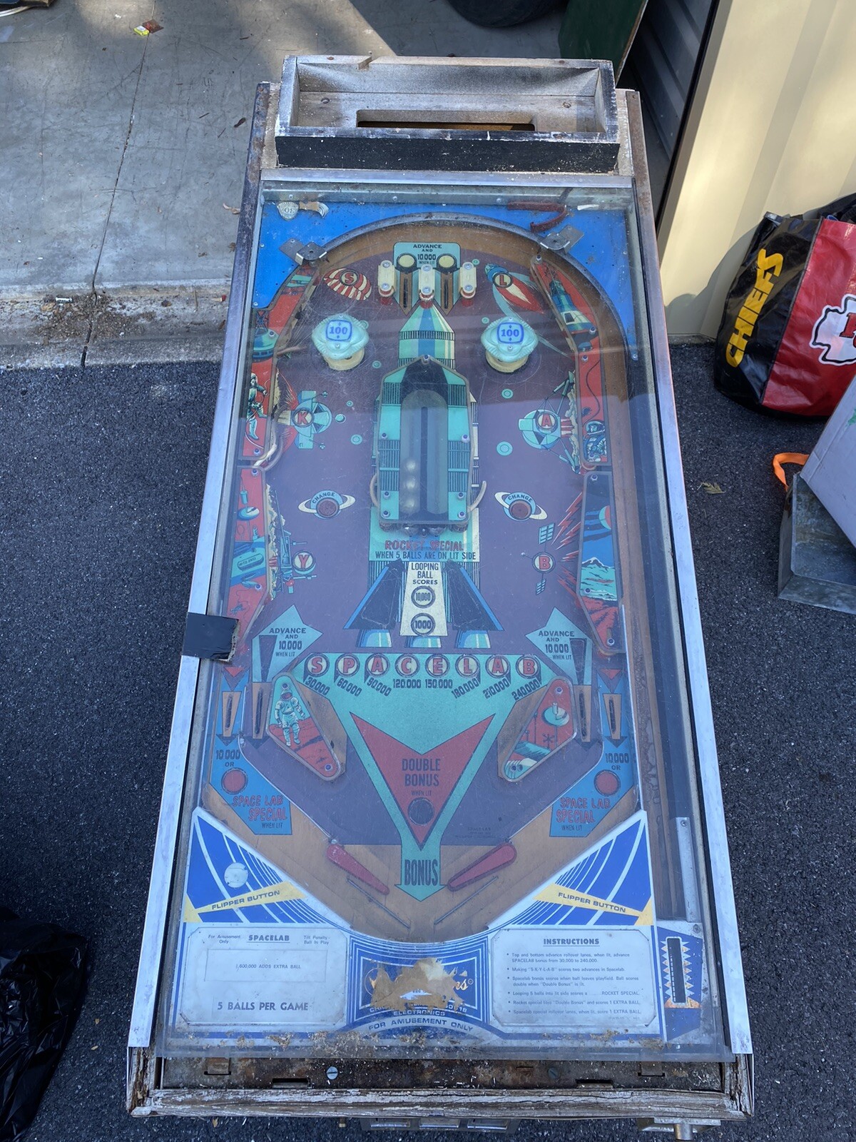 💥RARE💥Space Lab Pinball Playing Field  For Parts, Repair Or Restoration