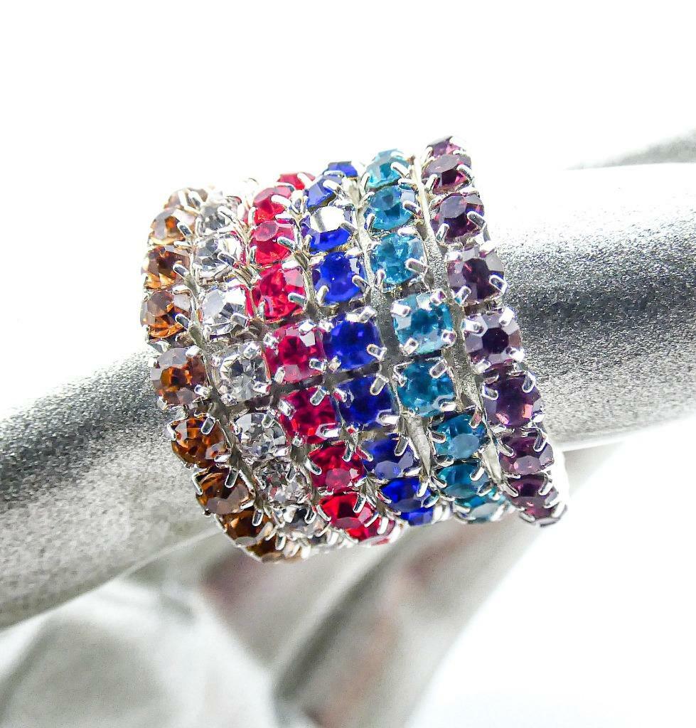 WHOLESALE 12 PCS Silver Assorted Rhinestone Crystals Stretch PETITE Toe Rings
