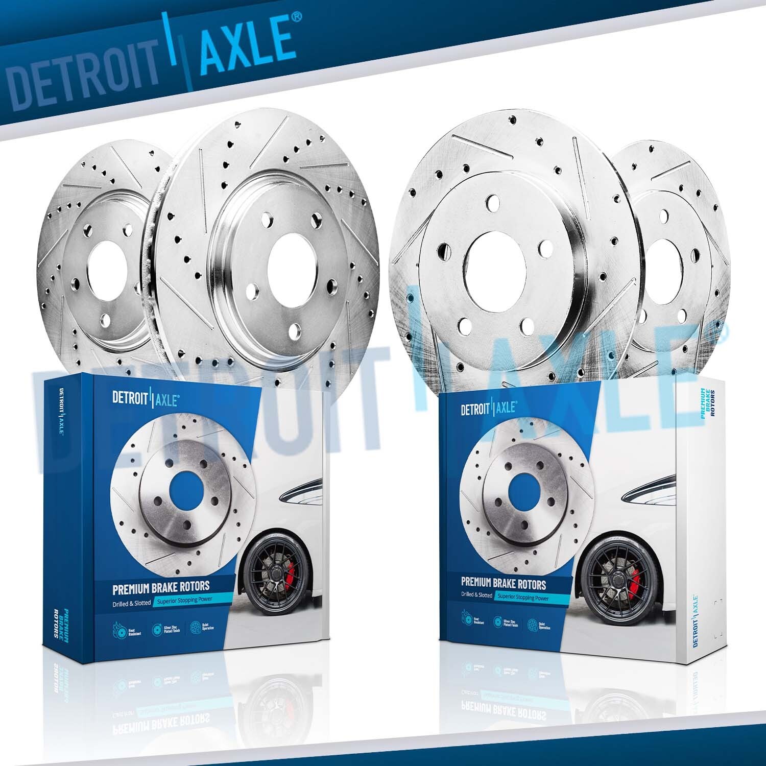 Front & Rear DRILLED Brake Rotors for 2006 2007 2008 - 2011 Buick Lucerne DTS V8