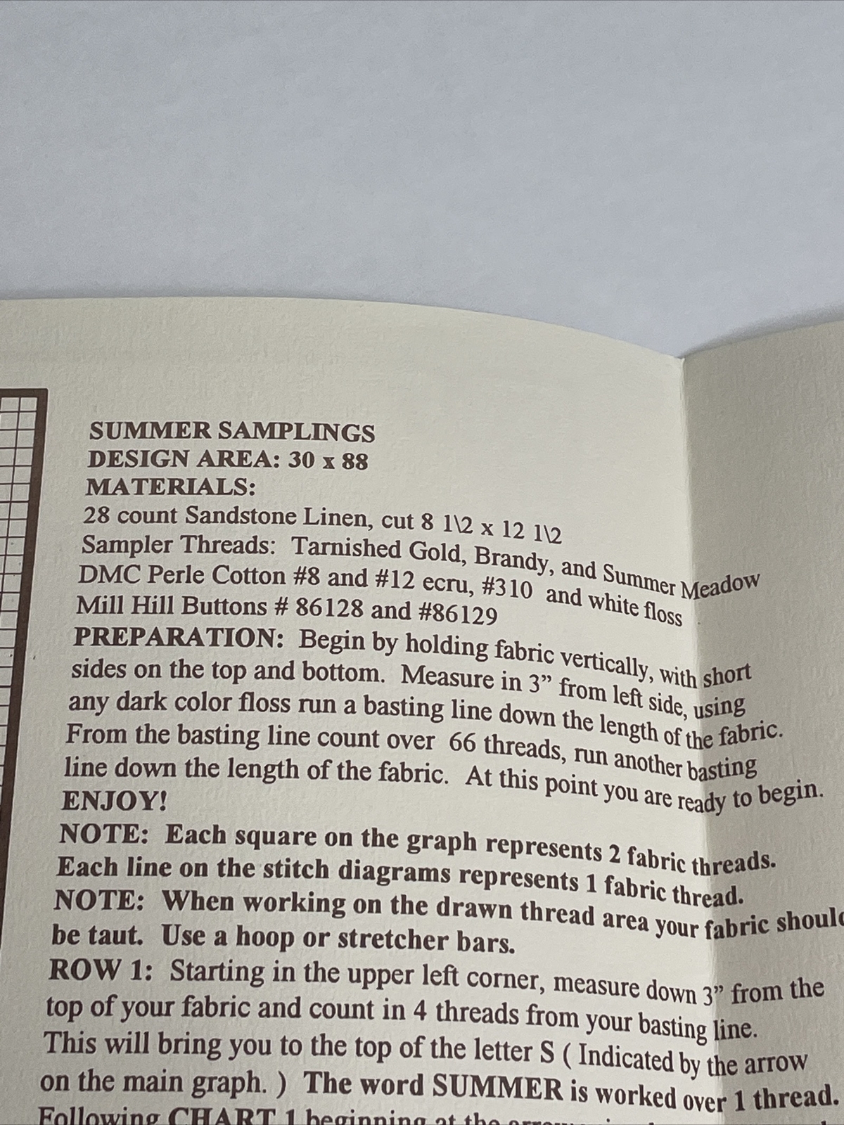 Nutmeg Needle Summer Samplings Needlework Pattern