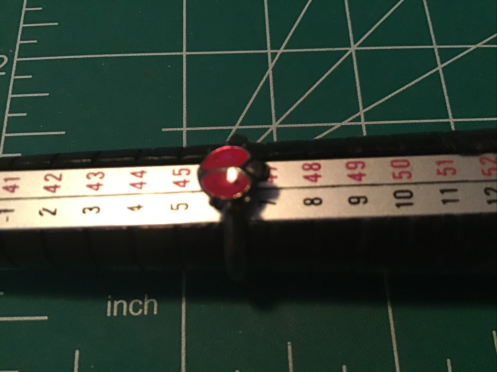 sterling silver red and black enamel lady bug ring or toe ring adjustable