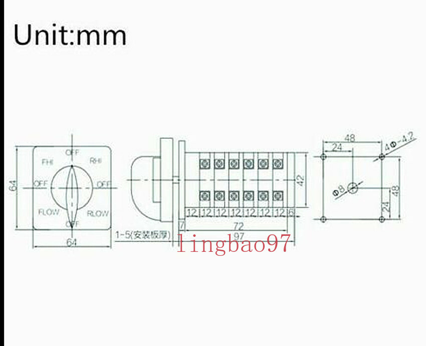Bridgeport Milling Machine Import Reverse Speed 25A Switch + Case CNC Mill Tools