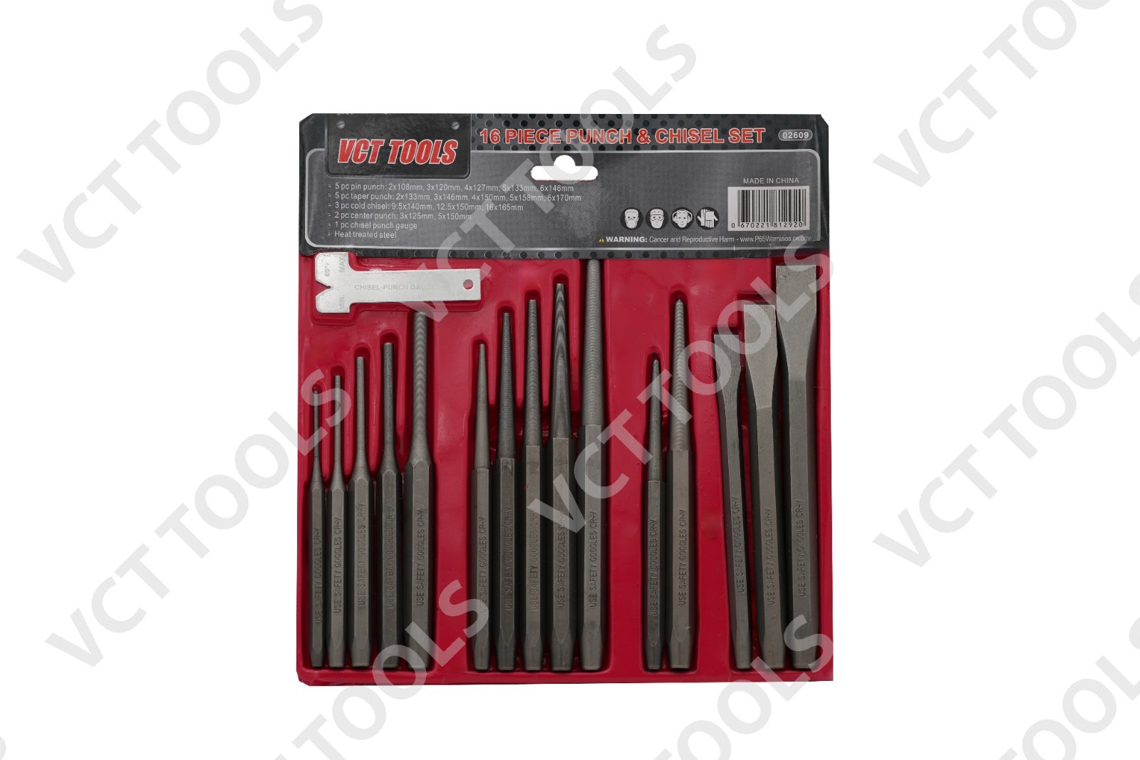 16pc Punch & Chisel Set CR-V Steel | Cold, Pin, Taper, Center, Gauge Tools