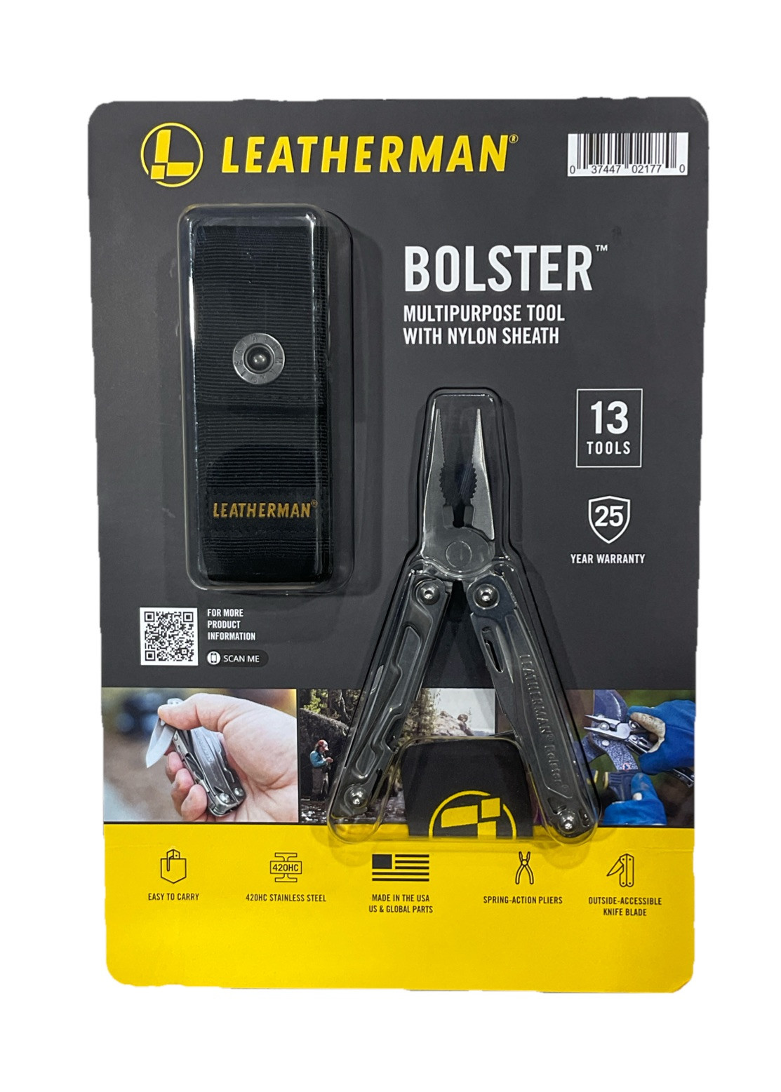 Leatherman Bolster Multipurpose Tool Nylon Sheath, Stainless, 13 Tools in 1 New