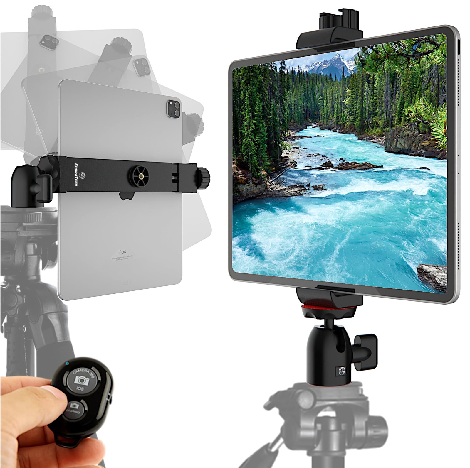 Tabmount 360 Ipad Tripod Mount Holder | Includes Swivel Ball Head And Bluetooth