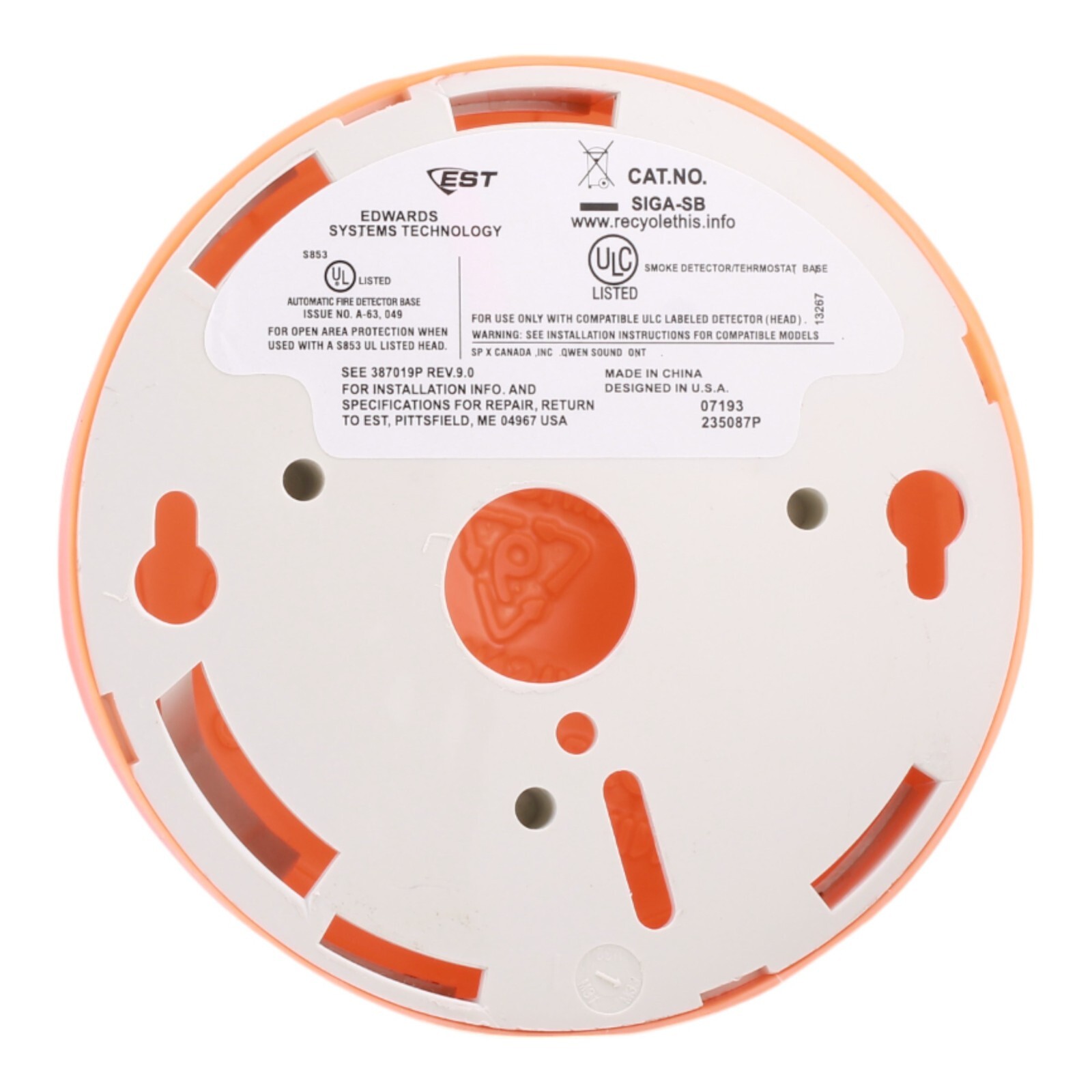NEW Edwards EST SIGA-SB Standard Detector Mounting Base Success