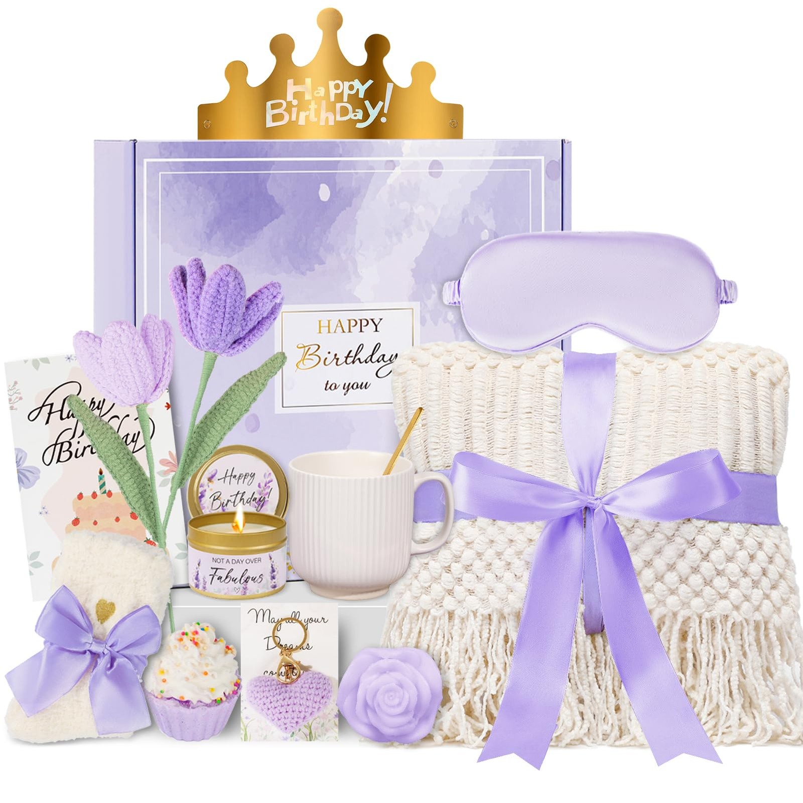 CuriBox Birthday Gifts for Women - 13PCS Unique Happy Birthday Gifts Basket for