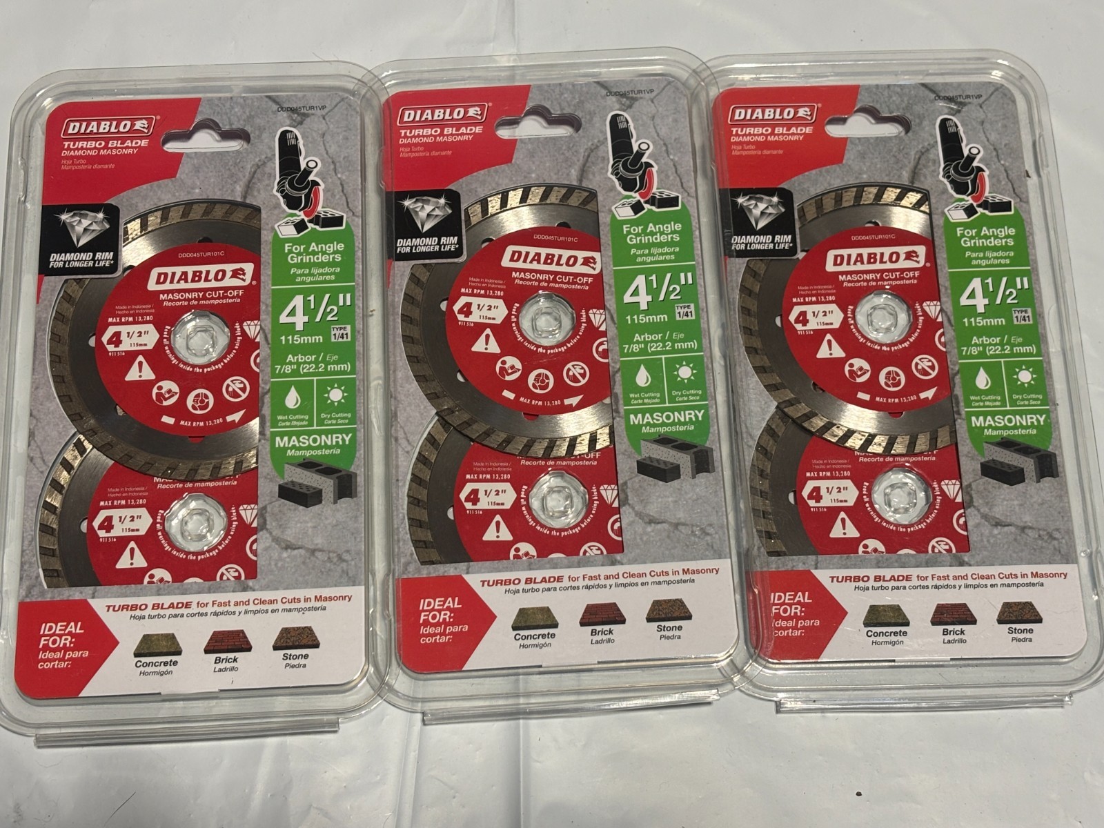 DIABLO 4-1/2 in. Turbo Rim Masonry Diamond Cut Off Blade Value Pack (6-Pack)