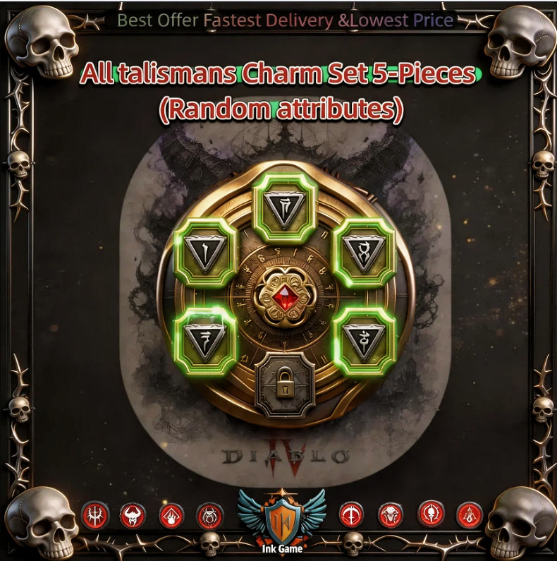 🔥 Diablo 4 Season 14 🔥 All Talisman Charm Set 5-Pieces (Random attributes)