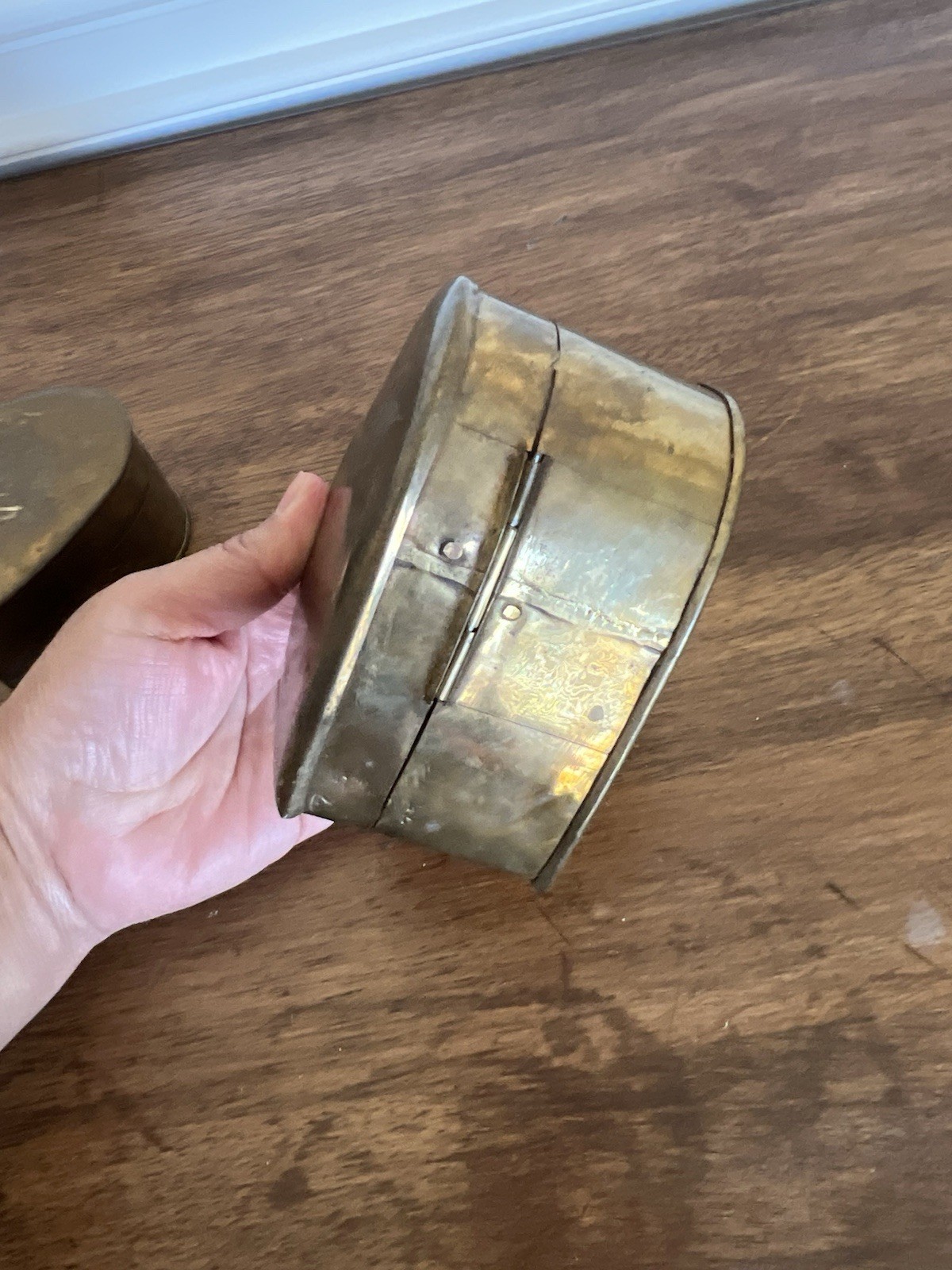 Set Of 2 Heart Shaped Polished Brass Hinged Nesting Boxes