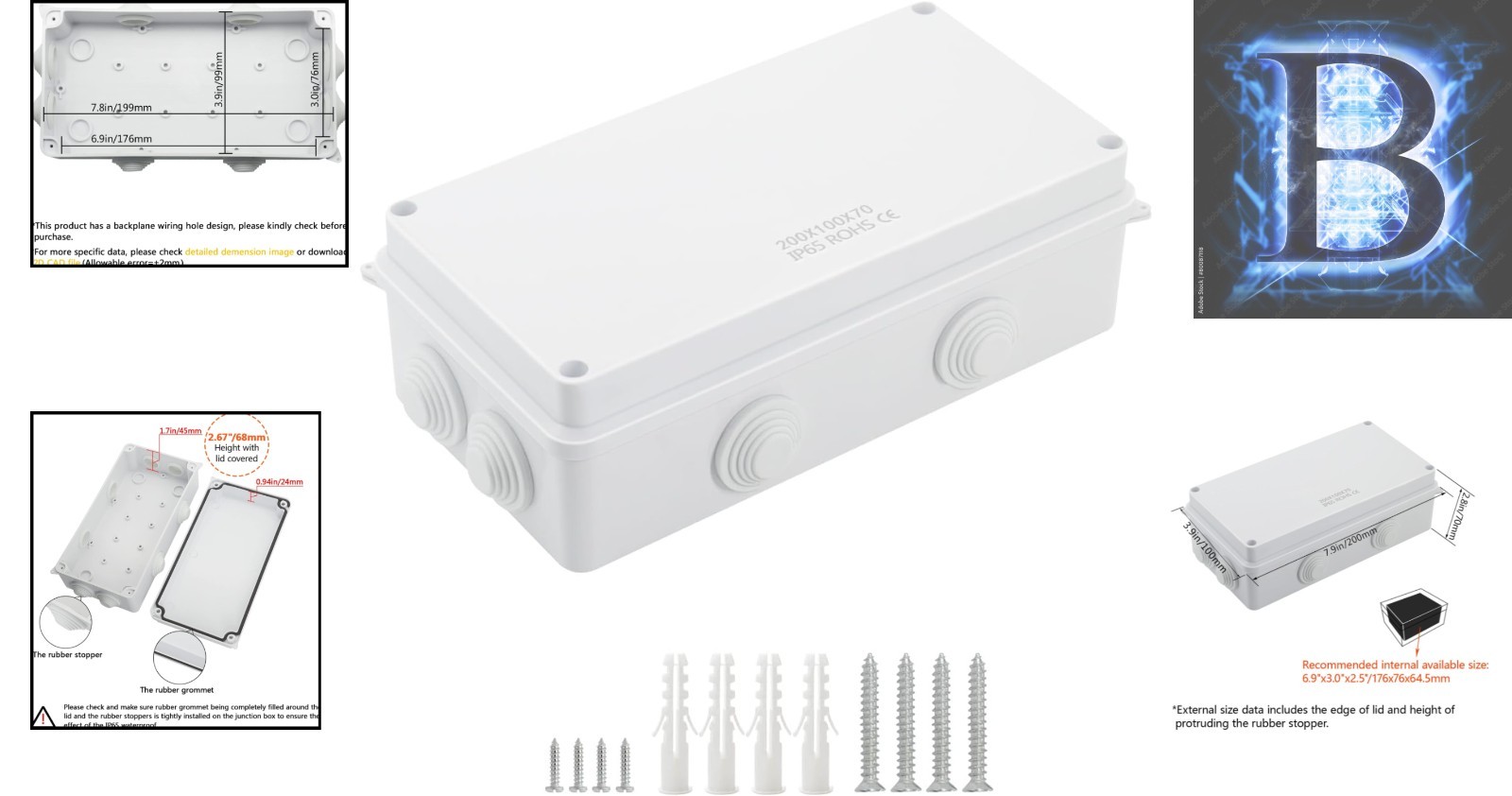 Sturdy ABS Plastic Junction Box Waterproof Dustproof for Electrical Projects