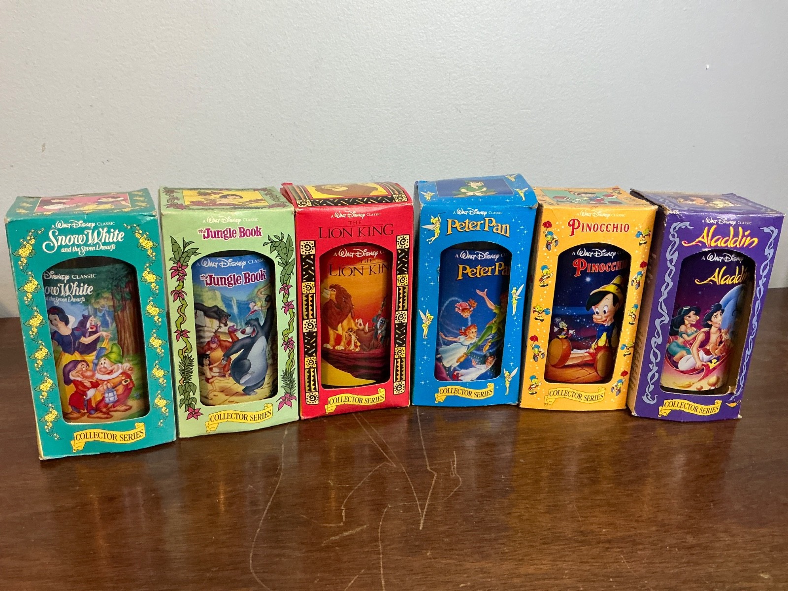 Lot of 6 VTG 1994 Walt Disney Movies Burger King Collector Glasses Cups Set NIB