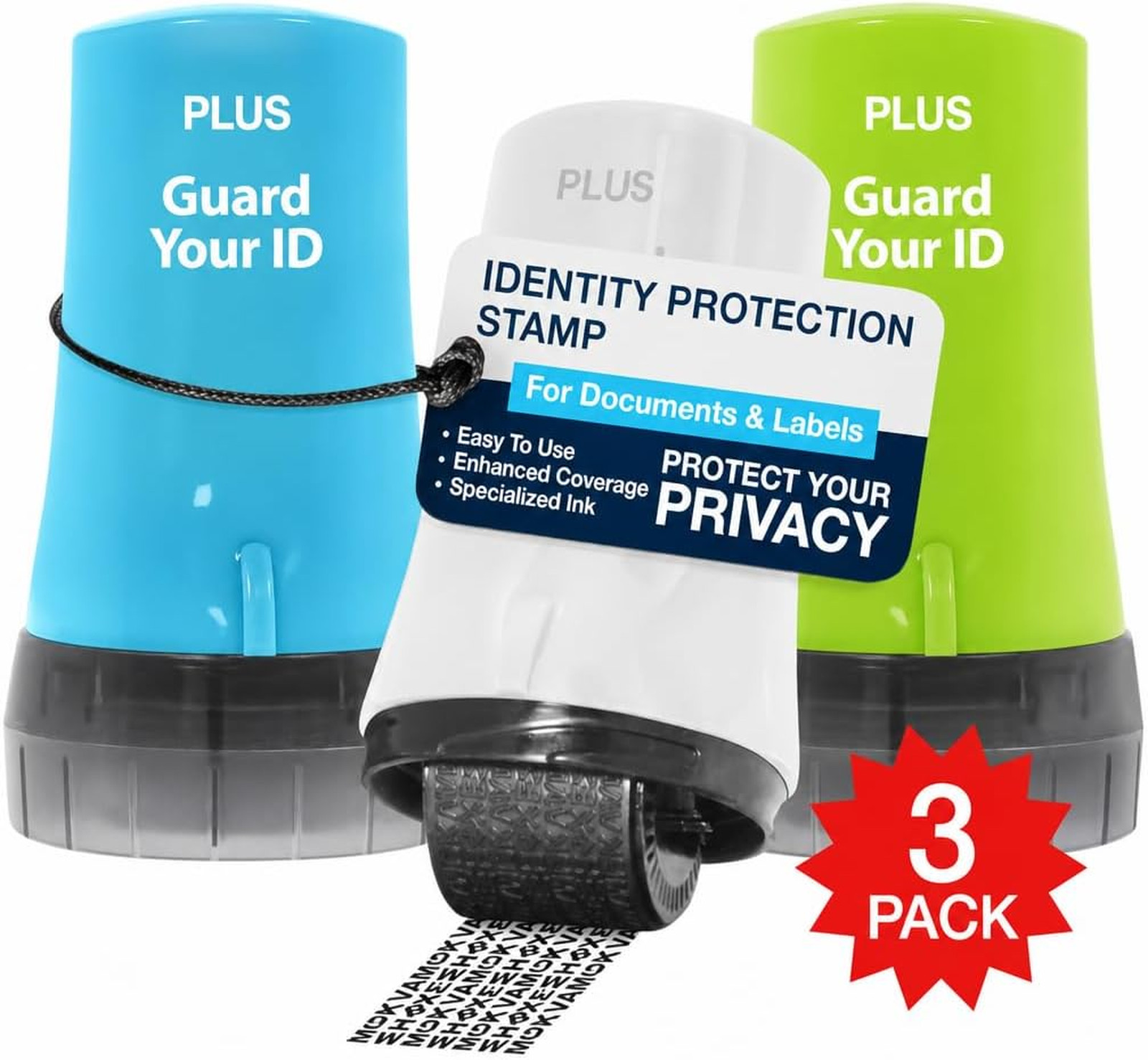 Privacy Identification Protection Roller Stamp 3 Pack for Mail Addresses