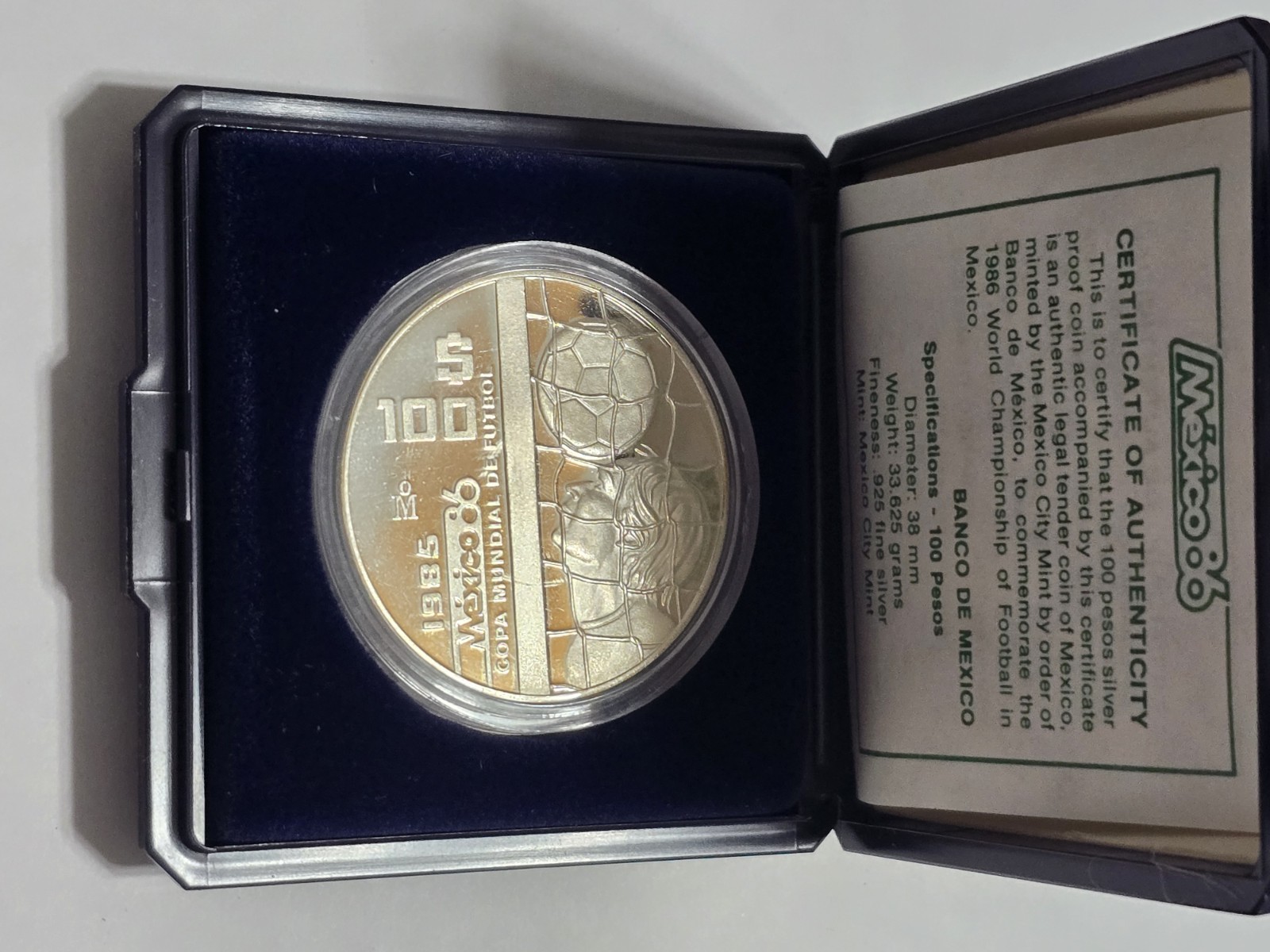 1985 MEXICO FIFA World Cup 1986 Football Soccer Proof Silver $100 Coin i116498