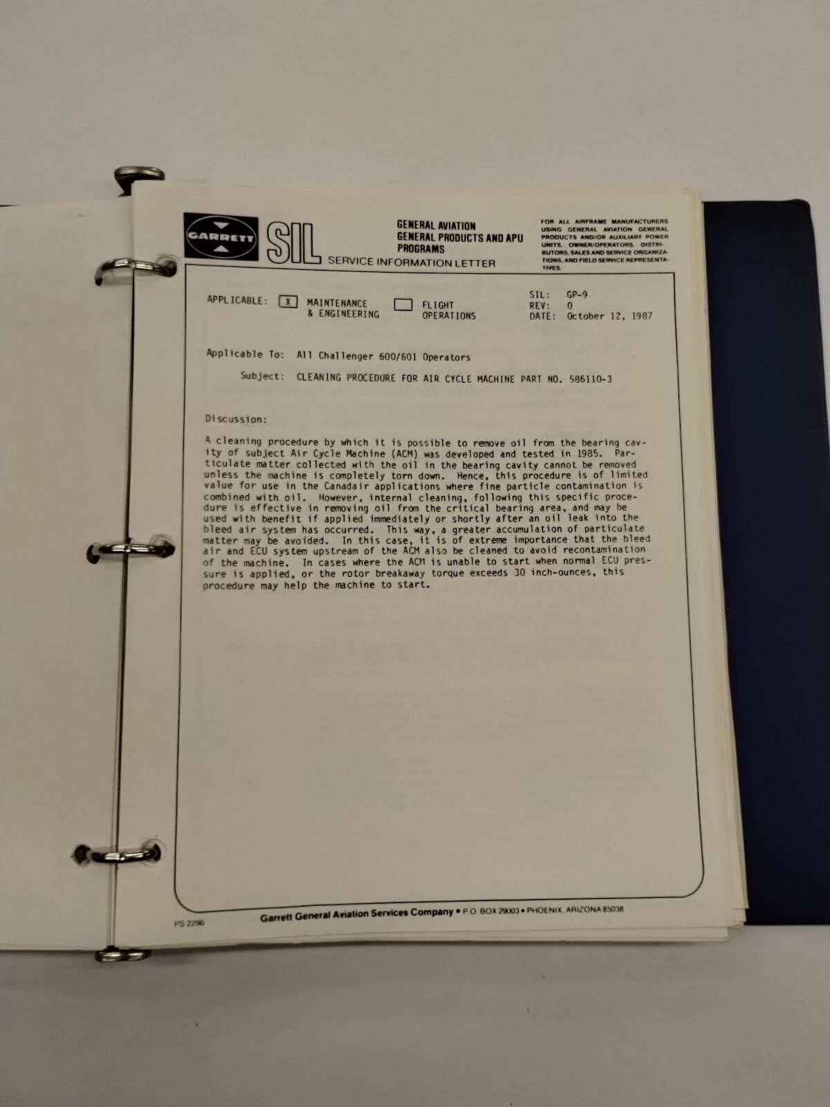 Garrett Service Information Letters 1987-90-Original