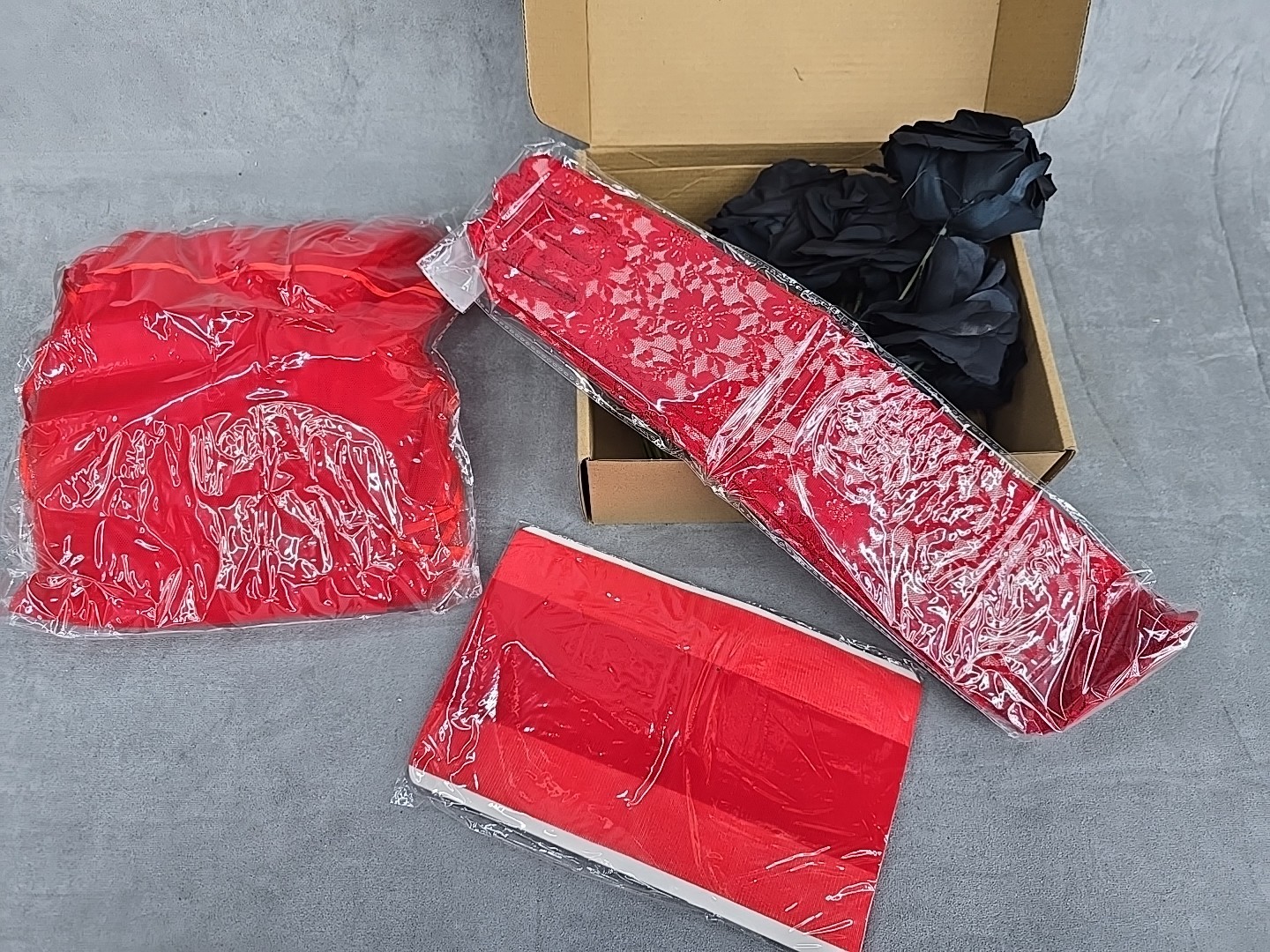 Red Accessories Kit For Beetlejuice Bride Costume, Vail Gloves Pantyhose Flowers