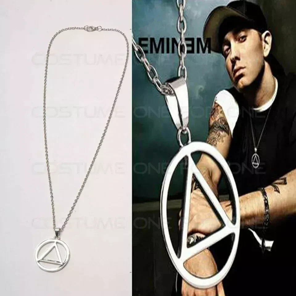 Eminem Slim Shady Silver Triangle Pendant Necklace sale NEW