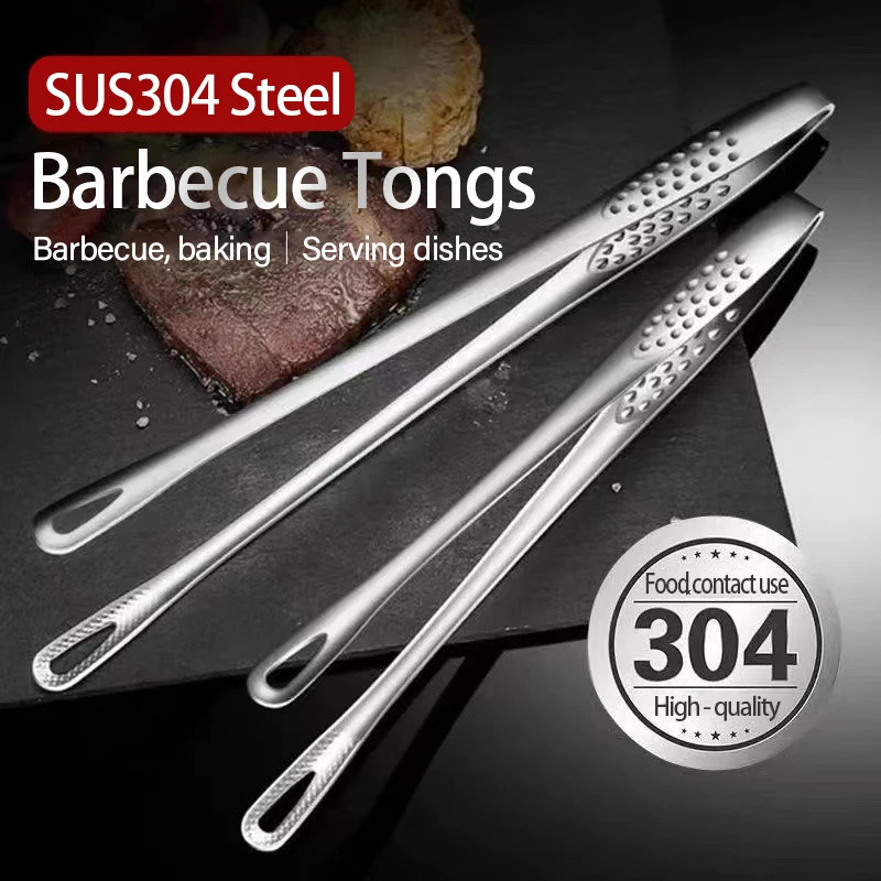 Stainless Steel Kitchen Tongs BBQ Grill Meat Barbecue Tongs Clip Food Utensils C