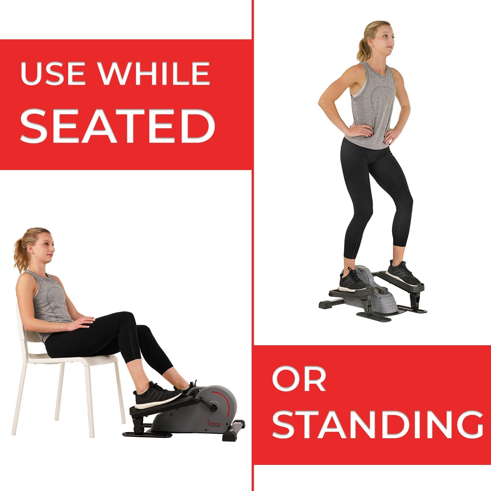 Sunny Health & Fitness Sitting or Stand Under Desk Portable Elliptical Machine