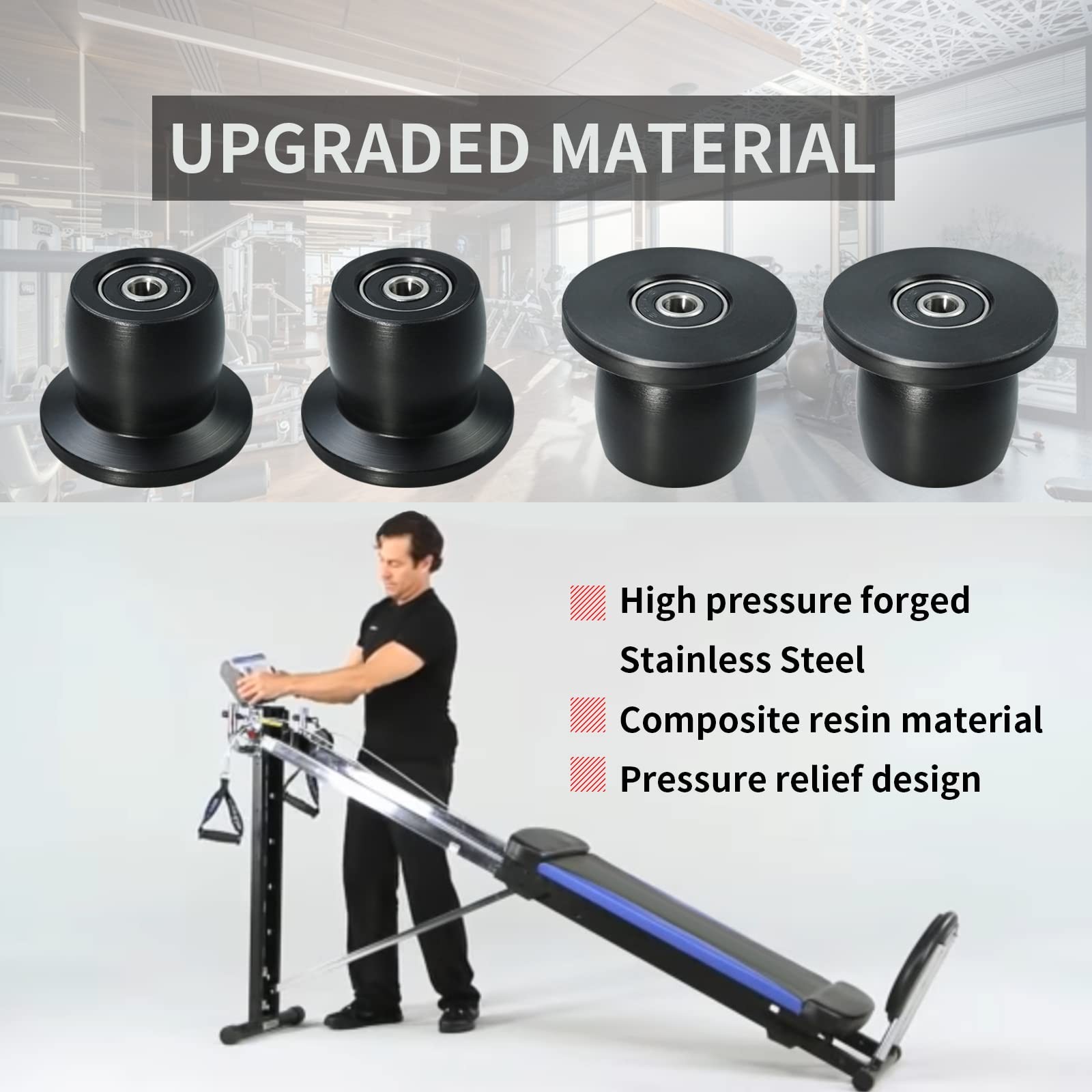 Vsttar Qty.4 Machined Wheels/Rollers Compatible with Total Gym Replacement, F...