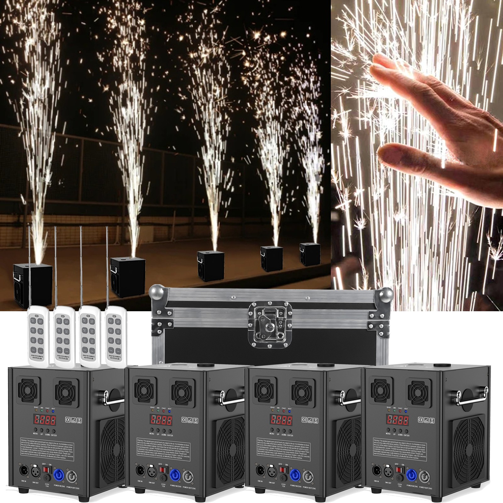 4PCS 700W Cold Spark Machine Stage Effect DMX Firework DJ Event Party Wedding