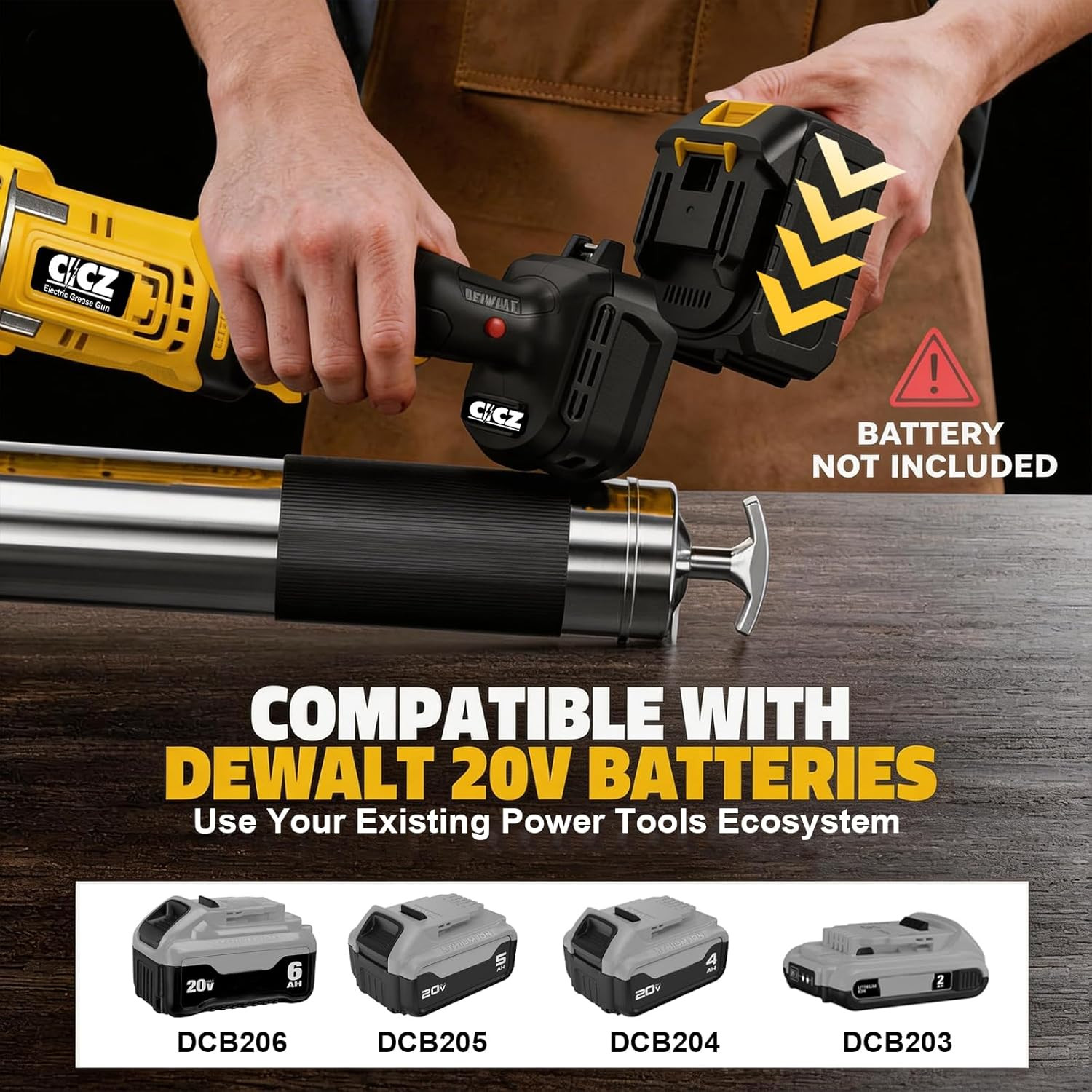 Electric Grease Gun Compatible with Dewalt 20V Battery, Variable Speed Triggers,