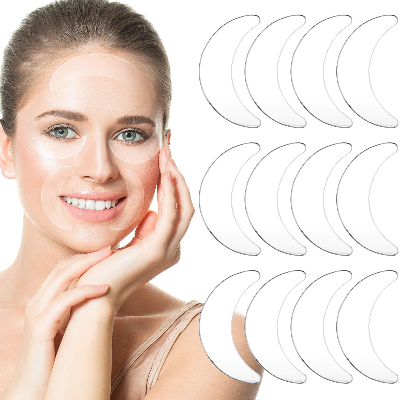 Syhood 12 Pieces Silicone Eye Wrinkle Pads 1 Count (Pack of 1), Transparent
