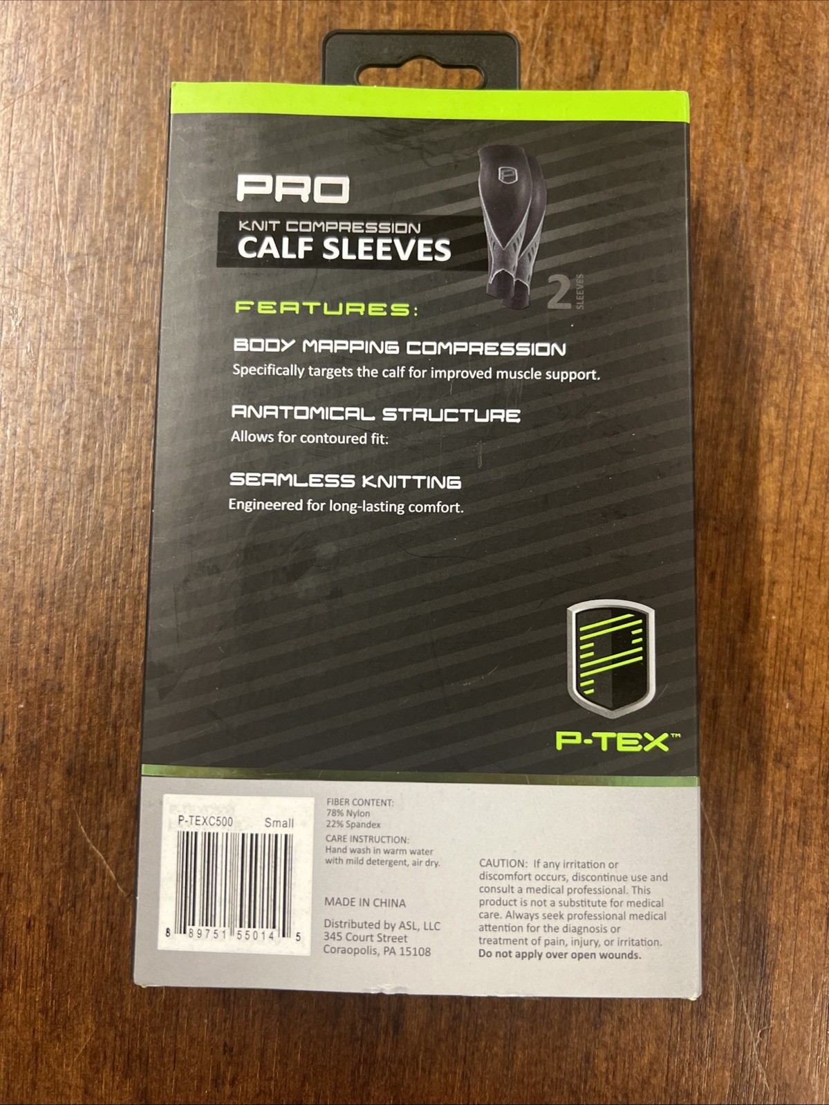P-TEX Calf Knit Compression Sleeves Pair Leg Support Pain Relief Muscle Small