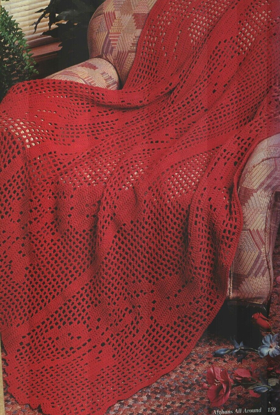 ROSE FILET AFGHAN HOME DECOR CROCHET PATTERN INSTRUCTIONS