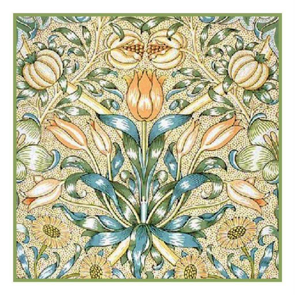 William Morris Lily and Pomegranate Counted Cross Stitch Chart Graph Pattern