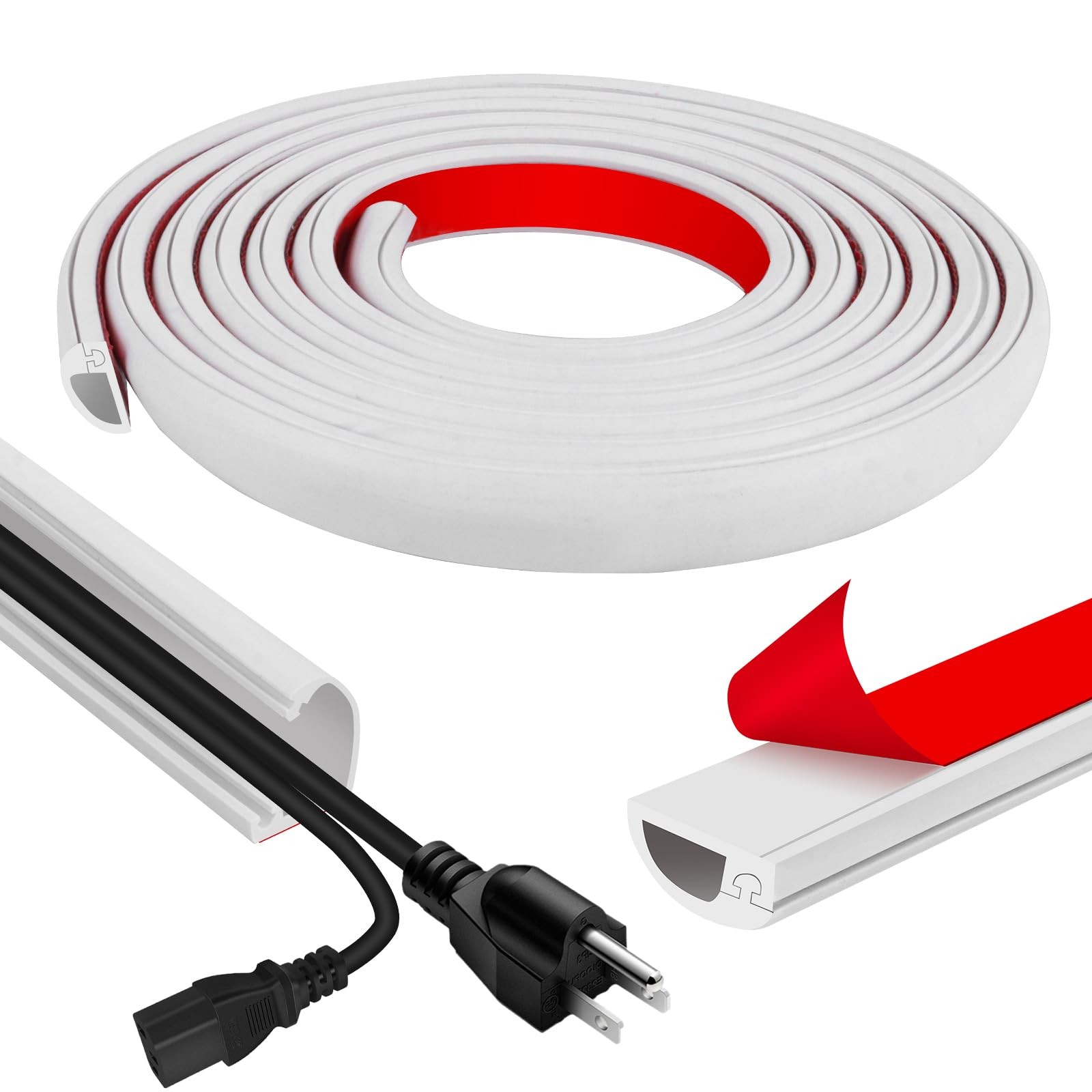 Cord Wall Cover, 118in Self-Adhesive Wire Covers for Cords on Wall, Extension...
