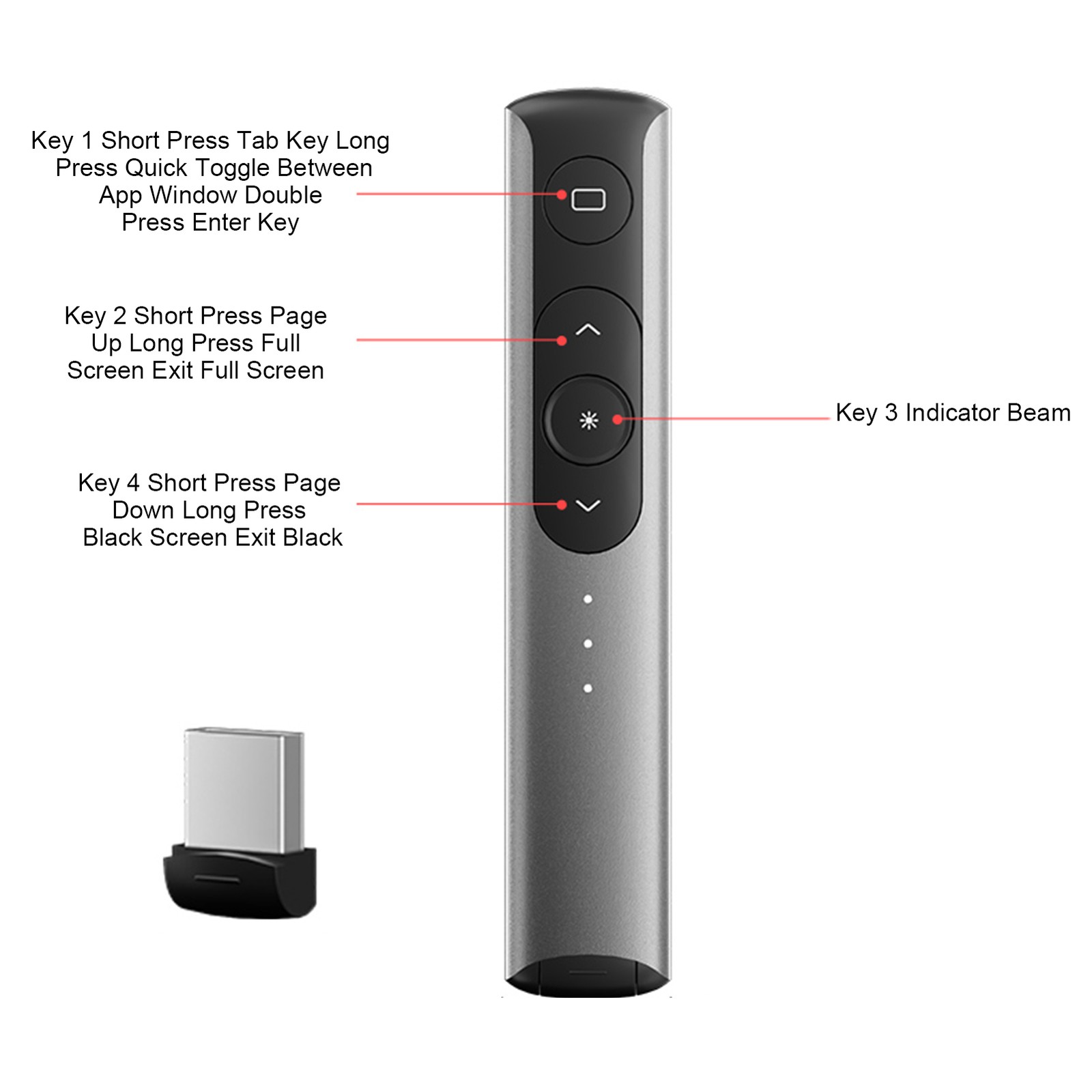 1 Wireless Presenter Rechargeable Black Control For Large Audiences TFMJ