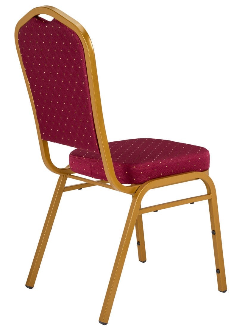 Red Fabric with Gold Dots on Gold Frame Crown Banquet Chair by Chivari