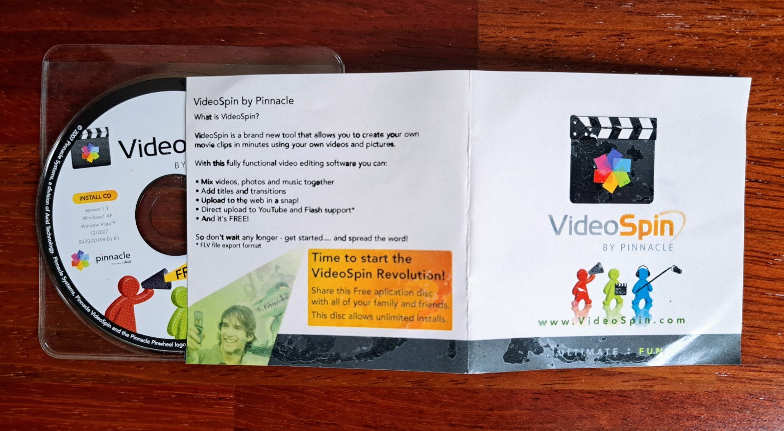 VideoSpin by Pinnacle, Video Editing Software, Version 1.1, 2007, 8 cm Mini CD