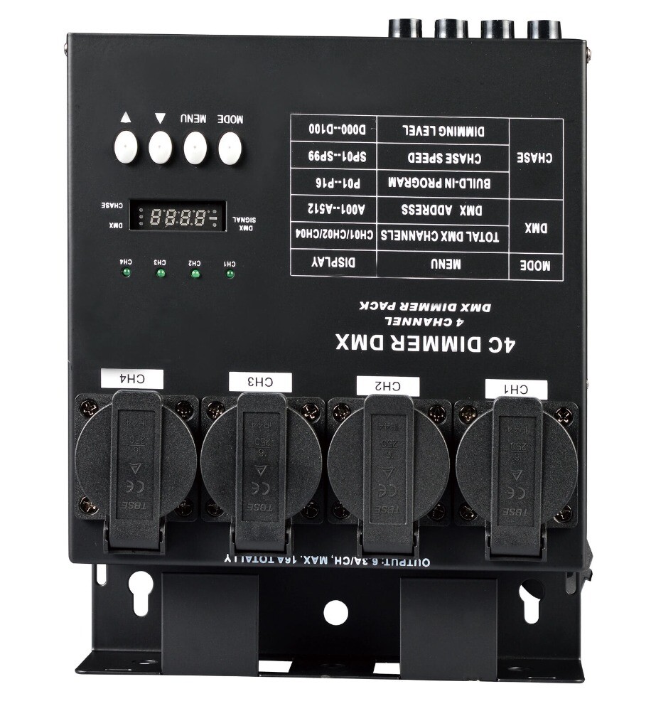 4 Channel LED Controller Digital DMX Dimmer Pack Remote Control for Stage