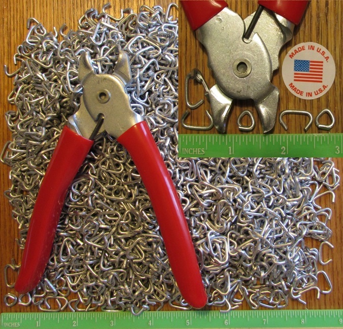 Hog Ringer Pliers & 2,500 Pieces 1/2" Galvanized Blunt Hog Rings for Netting etc
