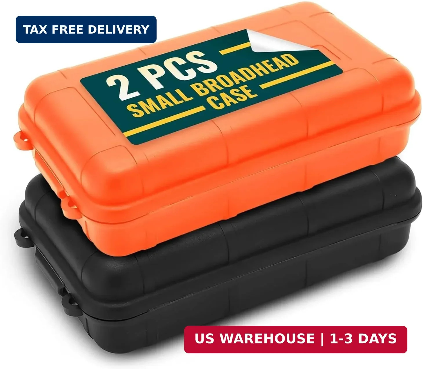 Small Waterproof Box, 2 Pcs, 4.92x2.95x1.53", Foam Insert (Black/Orange) | Water