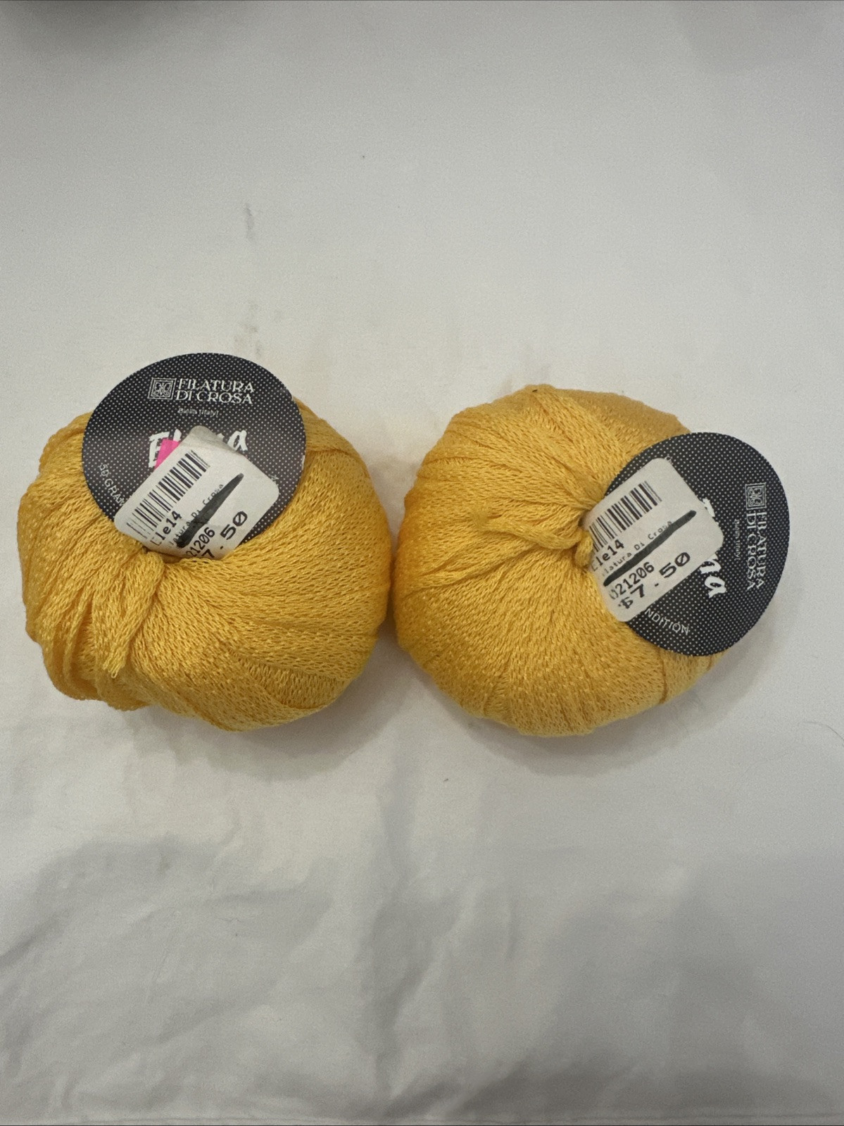 Vintage Filatura Di Crosa Knitting Yarn Elena Yellow 2 Balls 100% Cotton