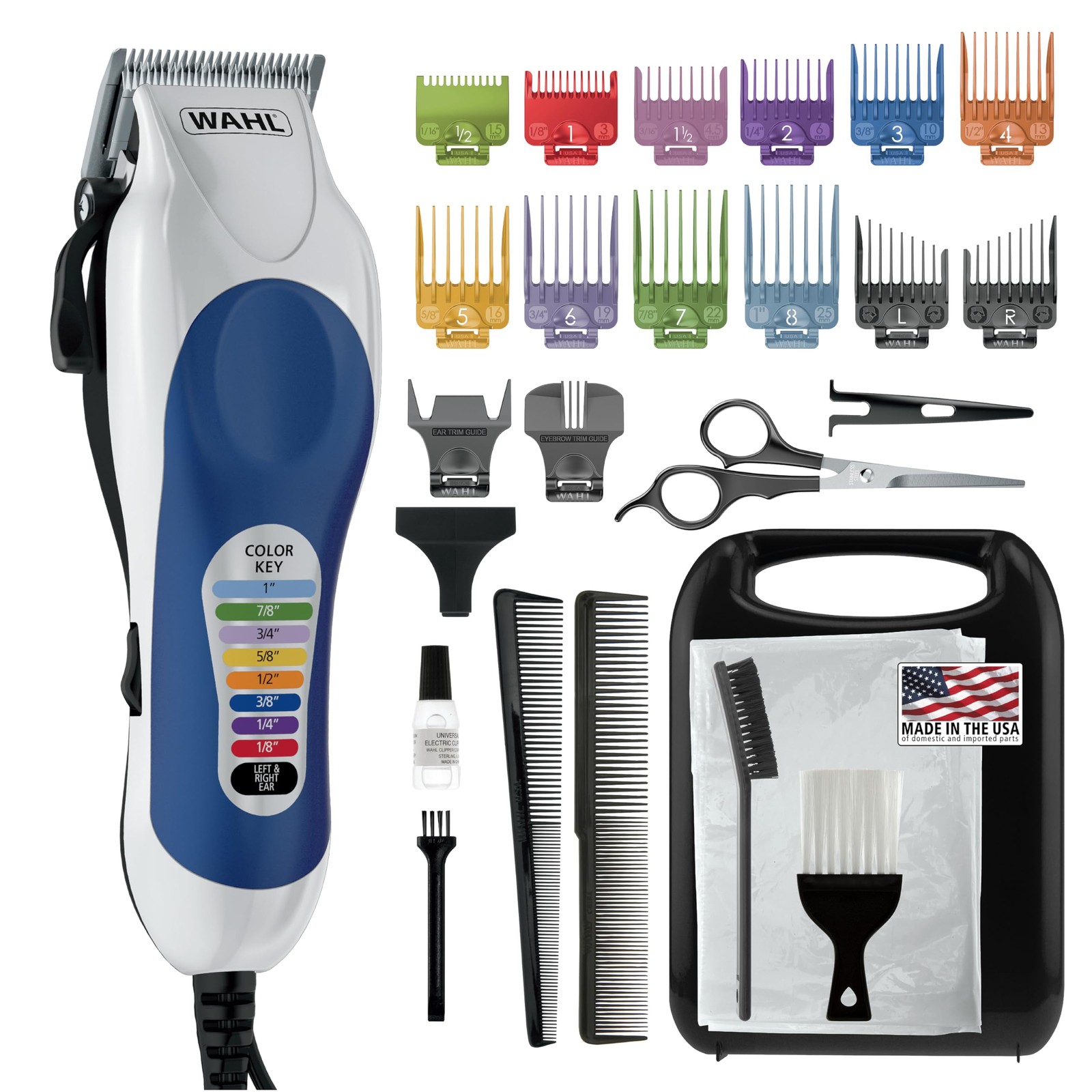 USA Color Pro Complete Haircutting Kit Color Coded Guide Combs Men Children