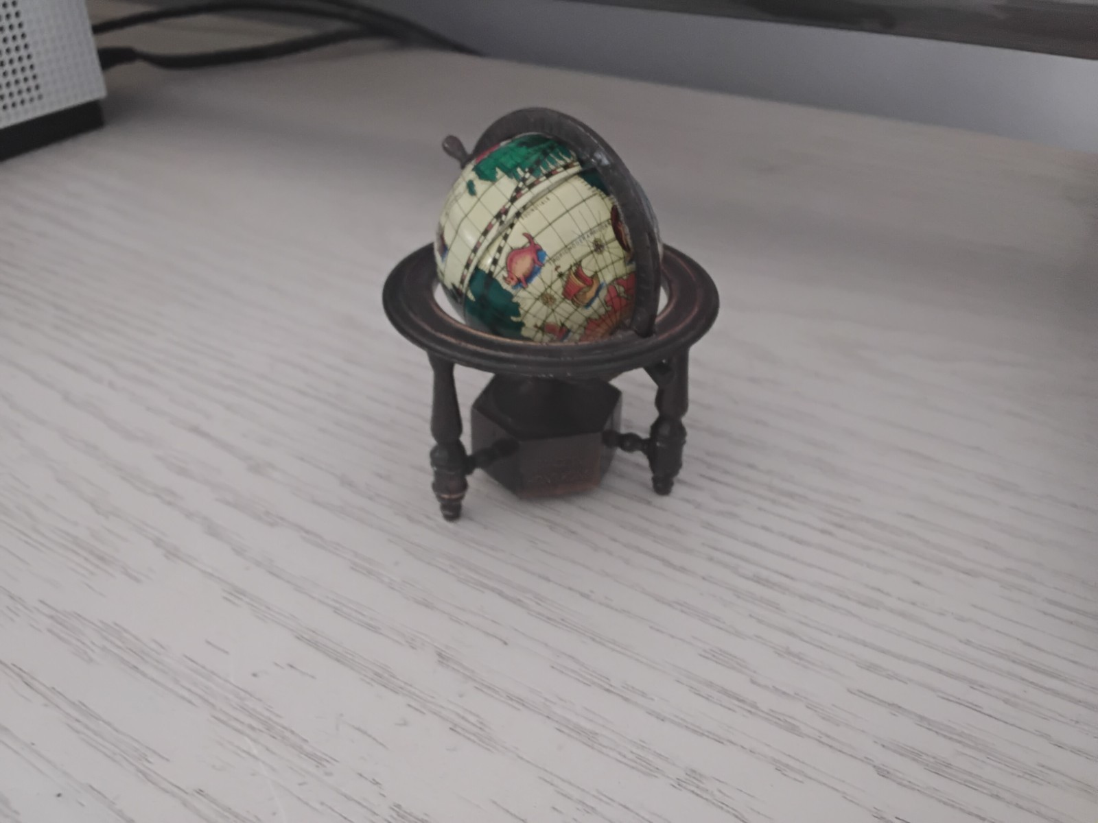 Vintage Miniature Globe Pencil Sharpener 3-inch Metal Collectible