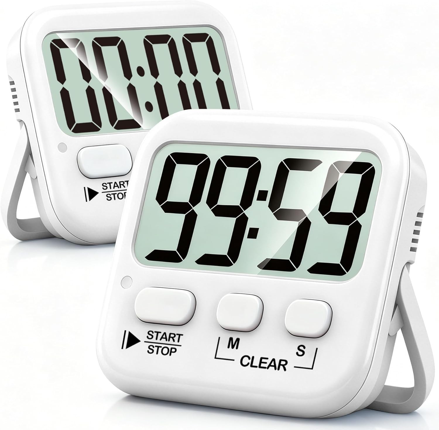 Dual Pack Digital Countdown Timers with Large Screen for Home & Classroom
