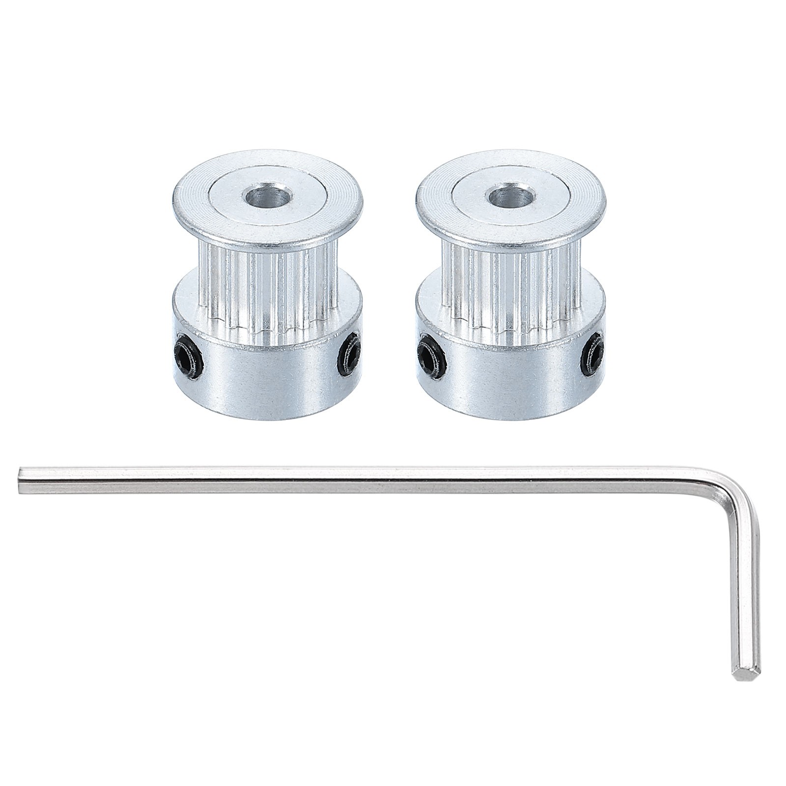 2 Pcs Aluminum 16T Teeth 3mm Bore 6mm Width Idler Pulley, Silver