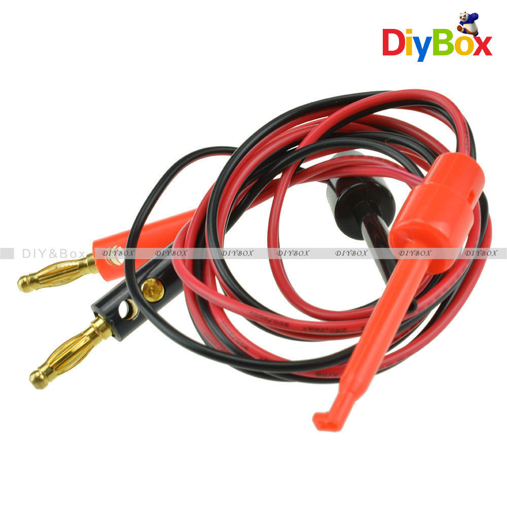 1 Pair Small Test Hook Clip to Banana Plug for Multimeter Test Lead Cable D